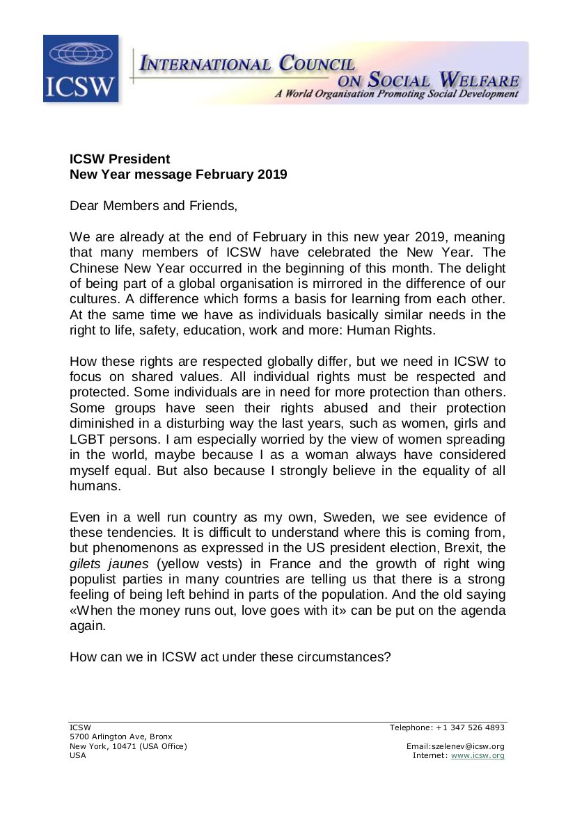 Letter to members from Eva